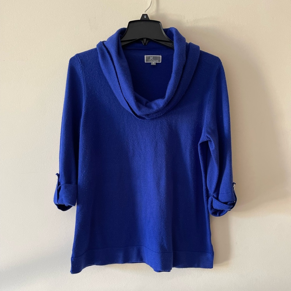 Royal Blue Cowl Neck Knit Sweater